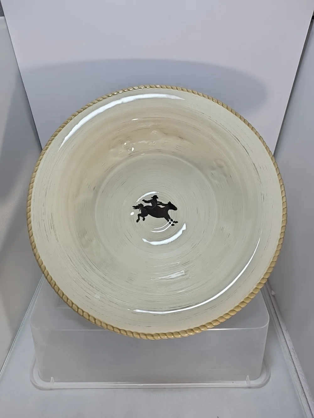 Sonoma 'Happy Trails' Cowboy Pedestal Serving Bowl Western Ranch 12.75